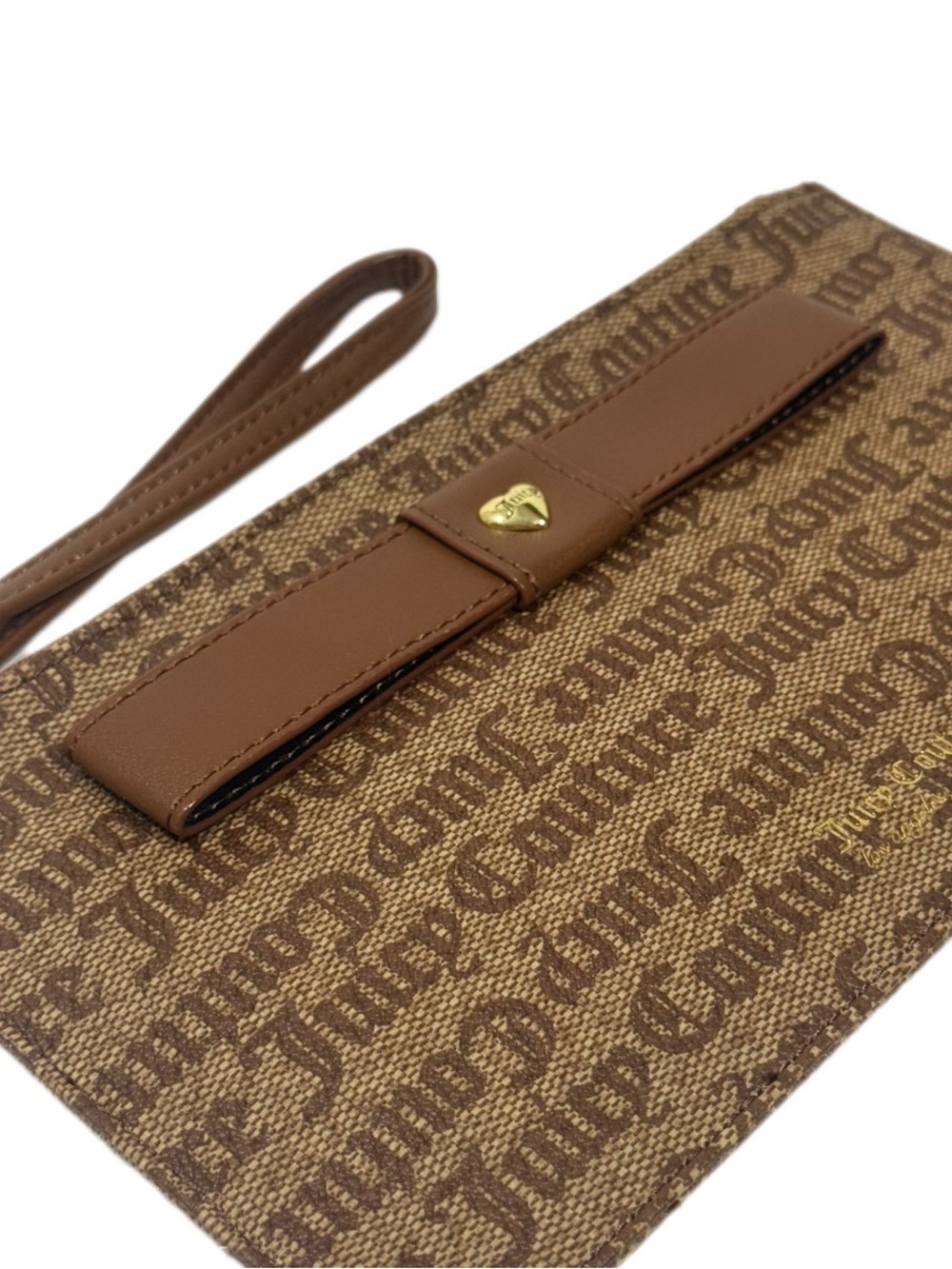 Juicy Couture Peek A Bow Brown Monogram Envelope Clutch Purse Bag NWT Accessory